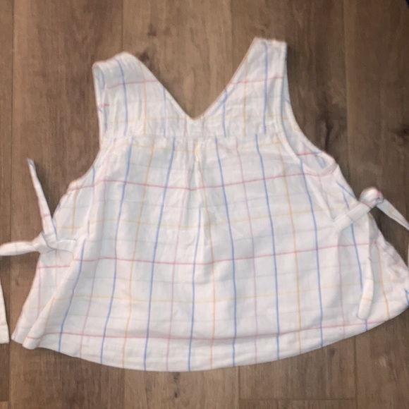 Madewell linen top with rainbow checker pattern size M - Picture 5 of 6